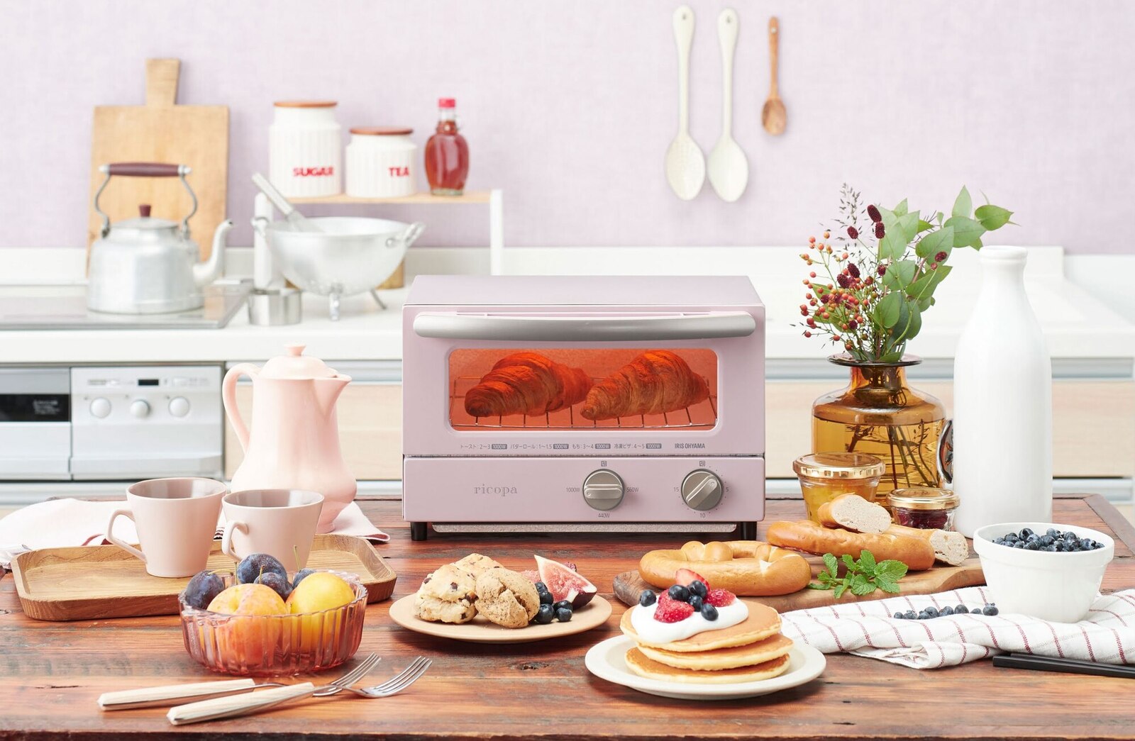 Dominion 4 Slice Small Toaster Oven Countertop, Retro Compact Design,  Multi-Function with 30-Minute Timer, Bake, Broil, Toast, 1000 Watts, 2-Rack