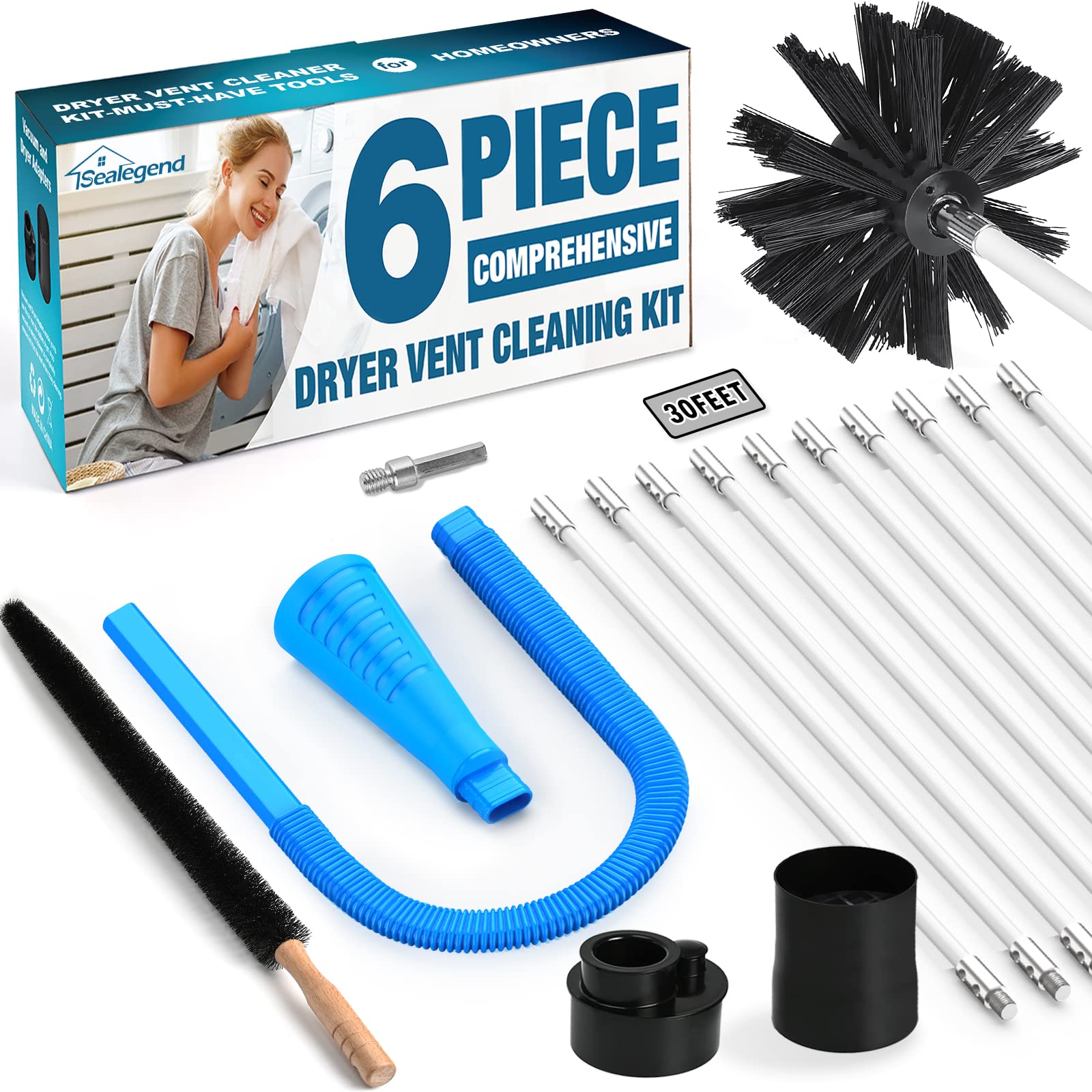 3 Pack Dryer Vent Cleaner Kit, 40 Feet Dryer Vent Brush with Drill