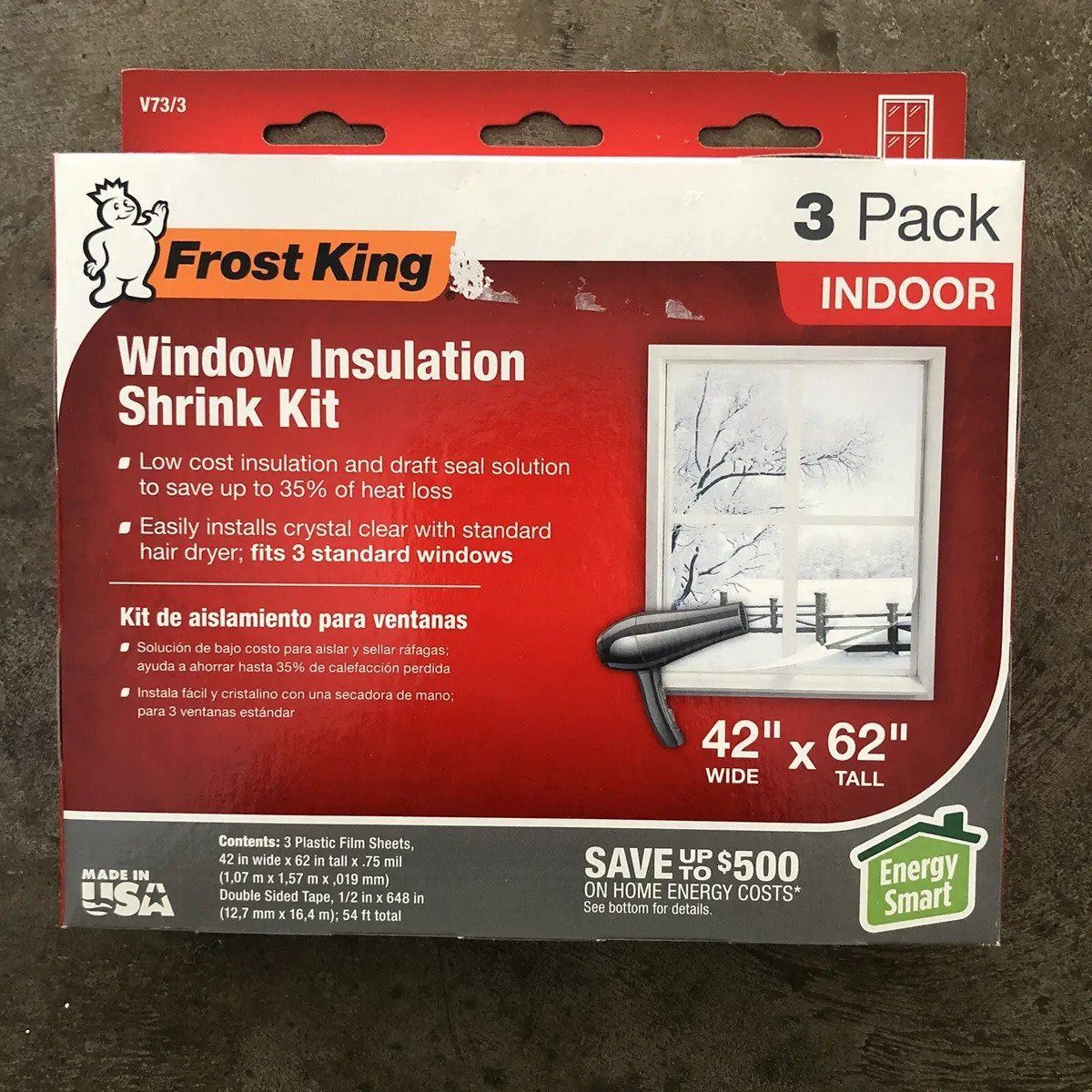 Frost King V95h Outdoor Stretch Film Insulator Kit, 62 x 42