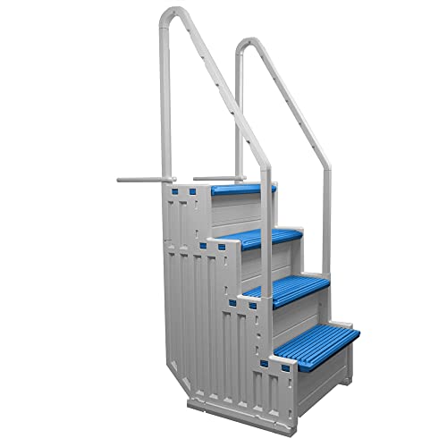 Above Ground Pool Ladder | Heavy Duty | White Frame with Blue Steps