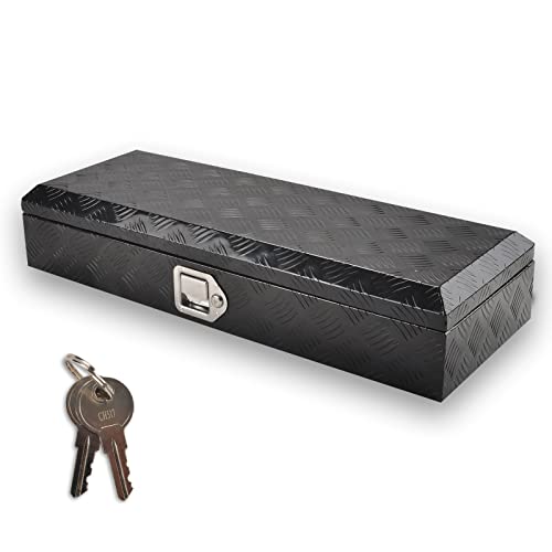 Black Aluminum Tool Box with 5 Bar Tread