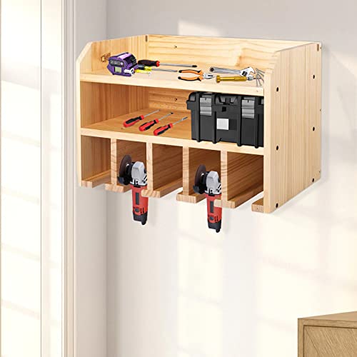 Wood Tool Chest with 5 Drill Charging Station