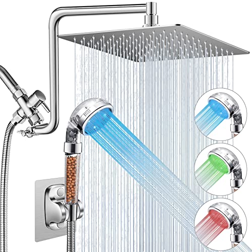 Filtered Shower Head with LED and Adjustable Extension Arm