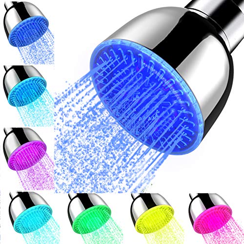 LED Shower Head with 7 Color Changing Rainfall - Chrome