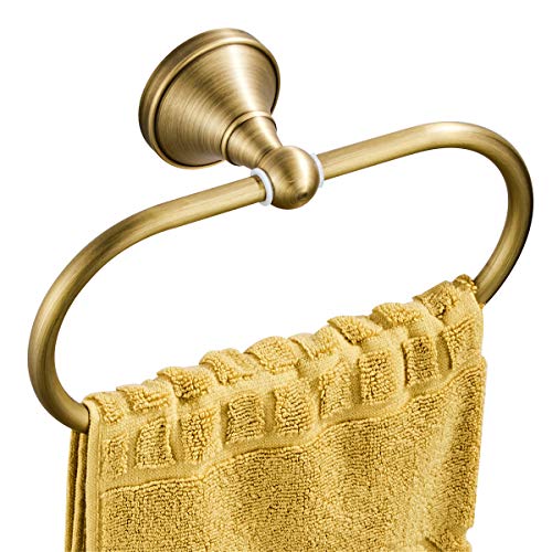 Flybath Oval Towel Ring - Antique Brass Hanger Hand Towel Holder