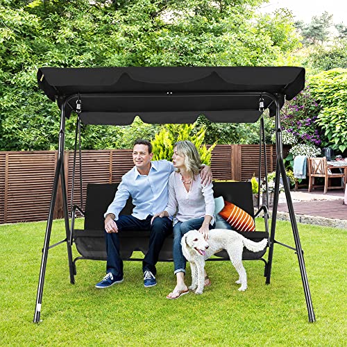 Outdoor Patio Swing Chair with Adjustable Canopy