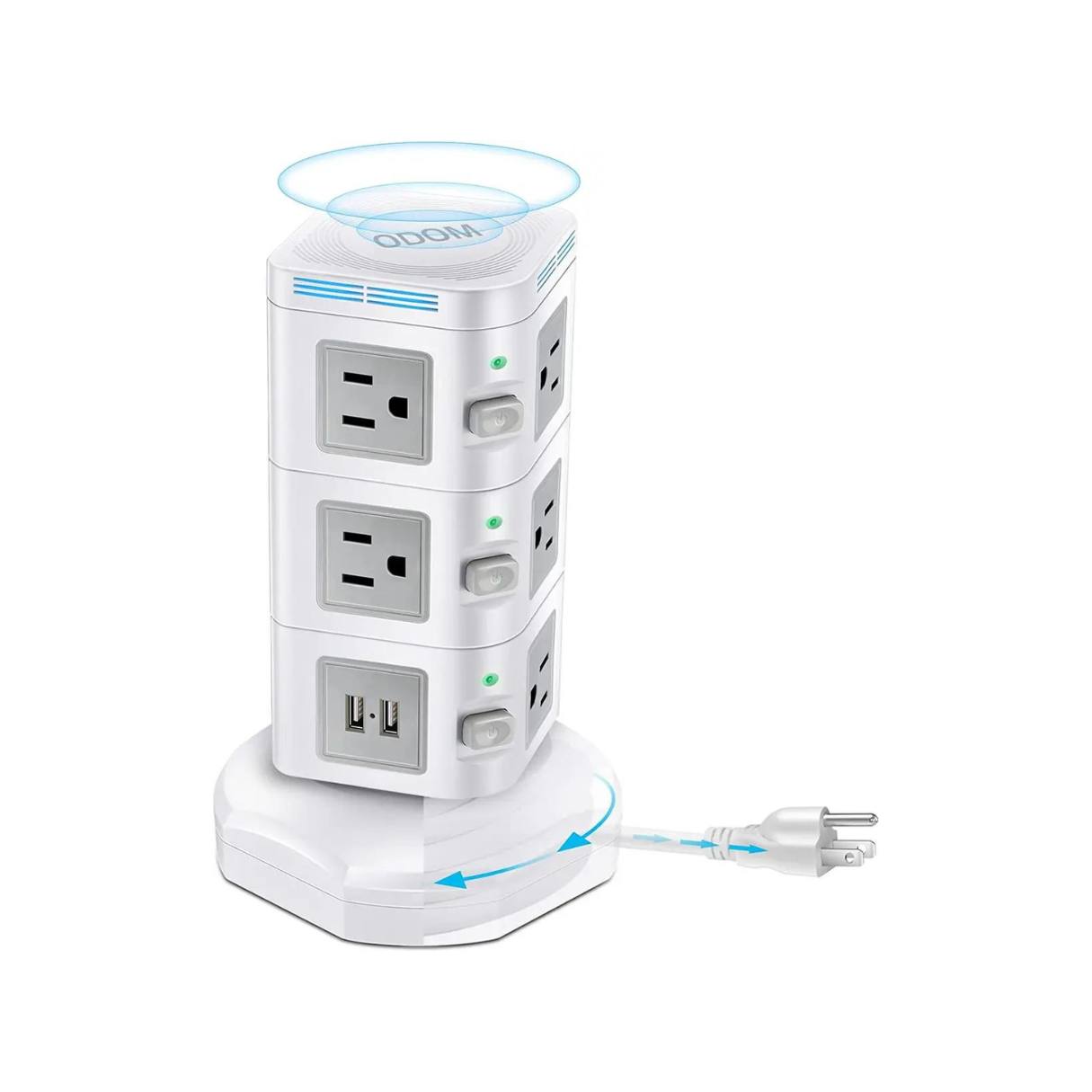 BESTEK Wireless Charger Desktop Power Strip with 8 Outlets and 3