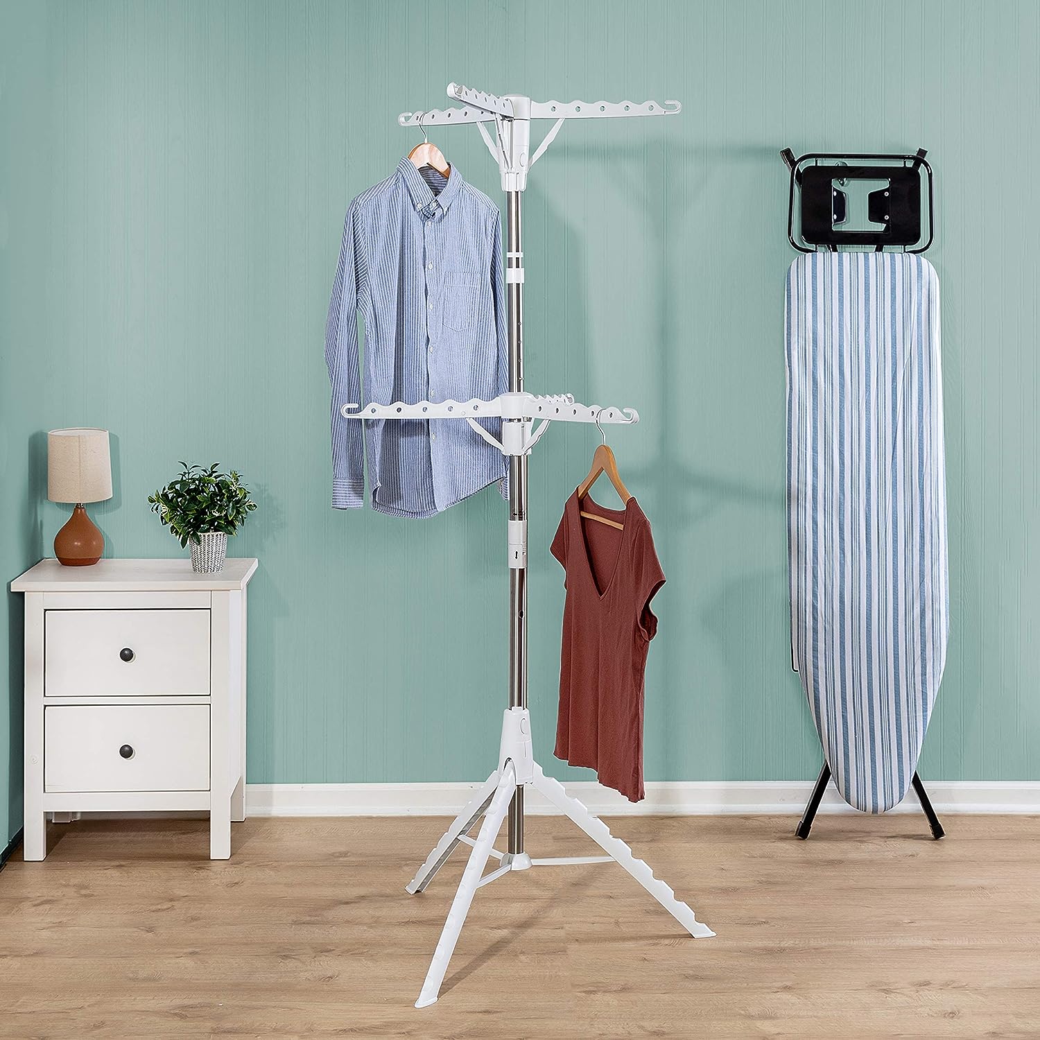   Basics Foldable Laundry Rack for Air Drying Clothing,  41.8 x 29.5 x 14.5 (L x W x H), Chrome Silver : Home & Kitchen