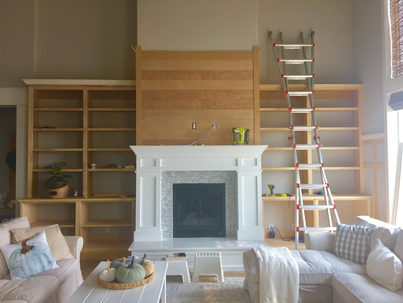 How To Build Built In Shelves Around Fireplace