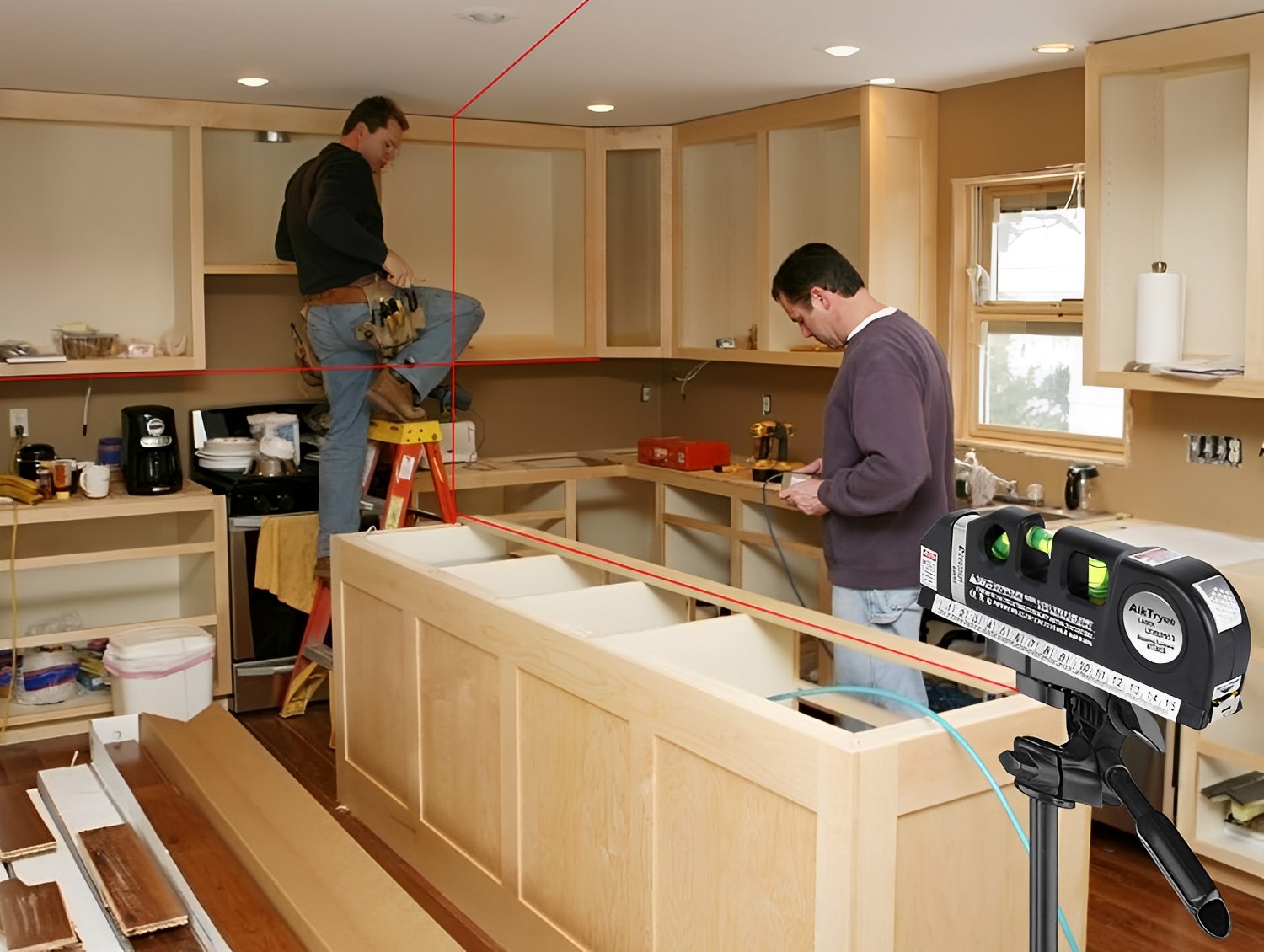 How To Use A Laser Level To Install Kitchen Cabinets