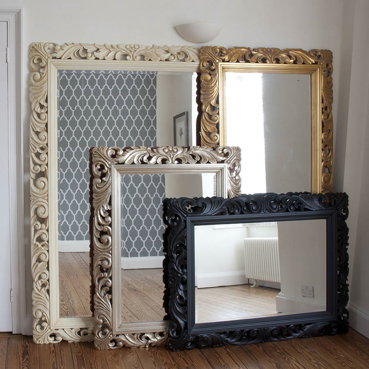 AAZZKANG Wall Mirror Black Wood Framed Mirror Rectangle Decorative Hanging  Mirrors for Bedroom Bathroom Living Room Wall Decor Small