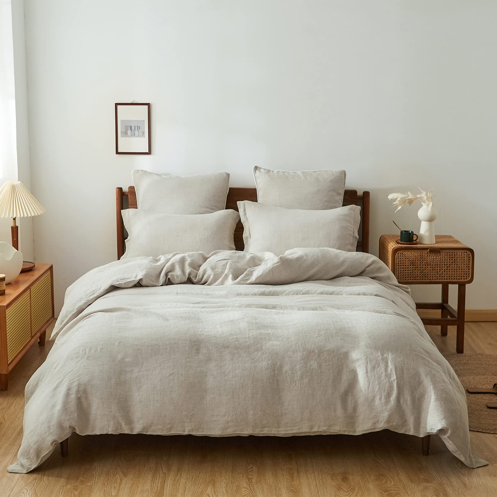 Bedsure Linen Duvet Cover King - Linen Cotton Blend Duvet Cover Set, Linen  Color, 3 Pieces, 1 Duvet Cover 104 x 90 Inches and 2
