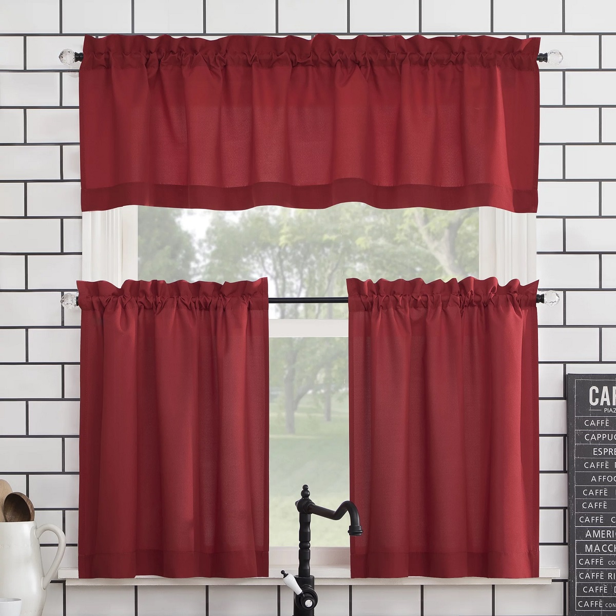 12 Amazing Red Kitchen Curtains And Valances Set for 2024