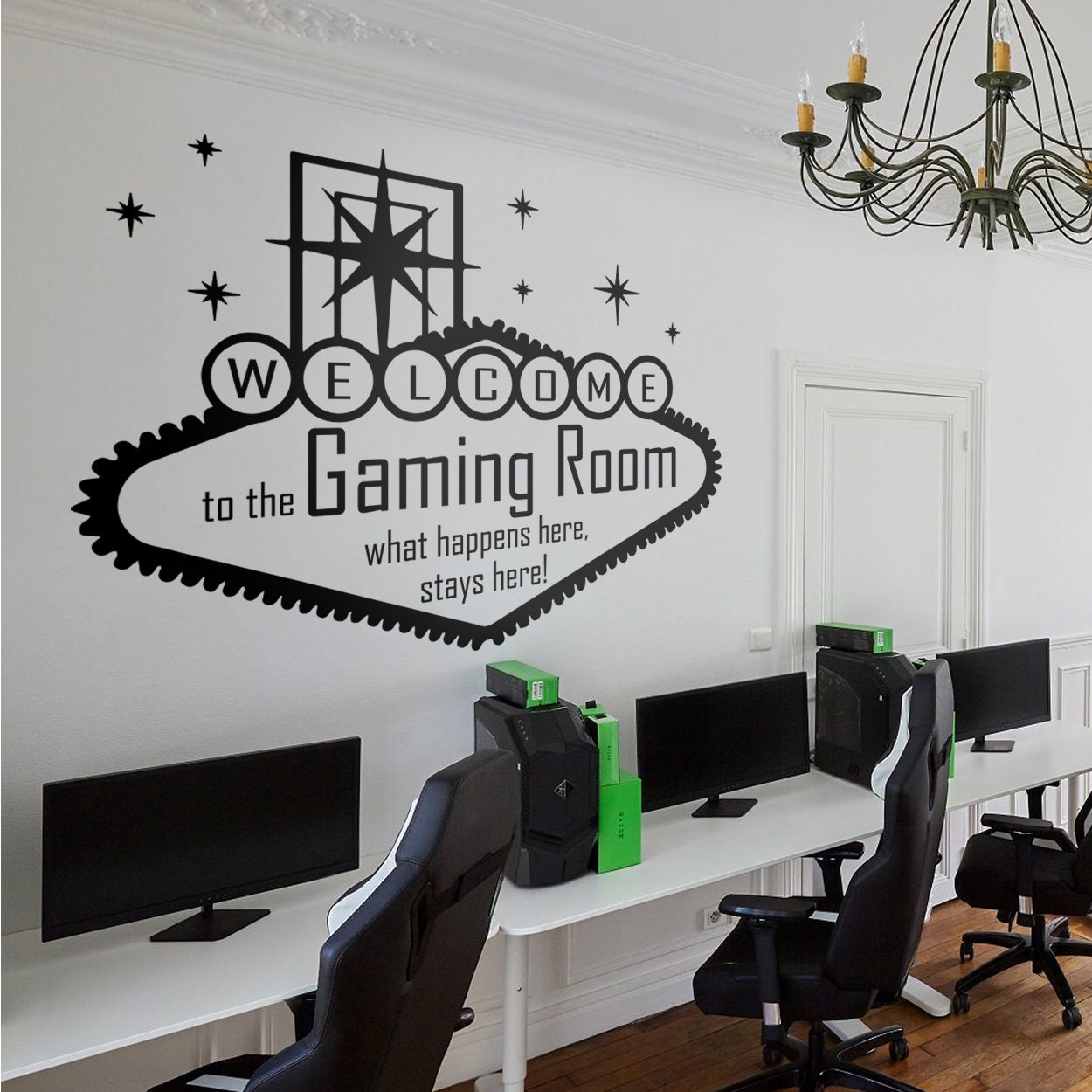 Gamer Sticker, Eat Sleep Game Wall Decal,Gamer with Controller Wall Decal,  Game Zone, Video Game, Wall Stickers Mural for Home, Playroom Bedroom  Decoration (Black) 