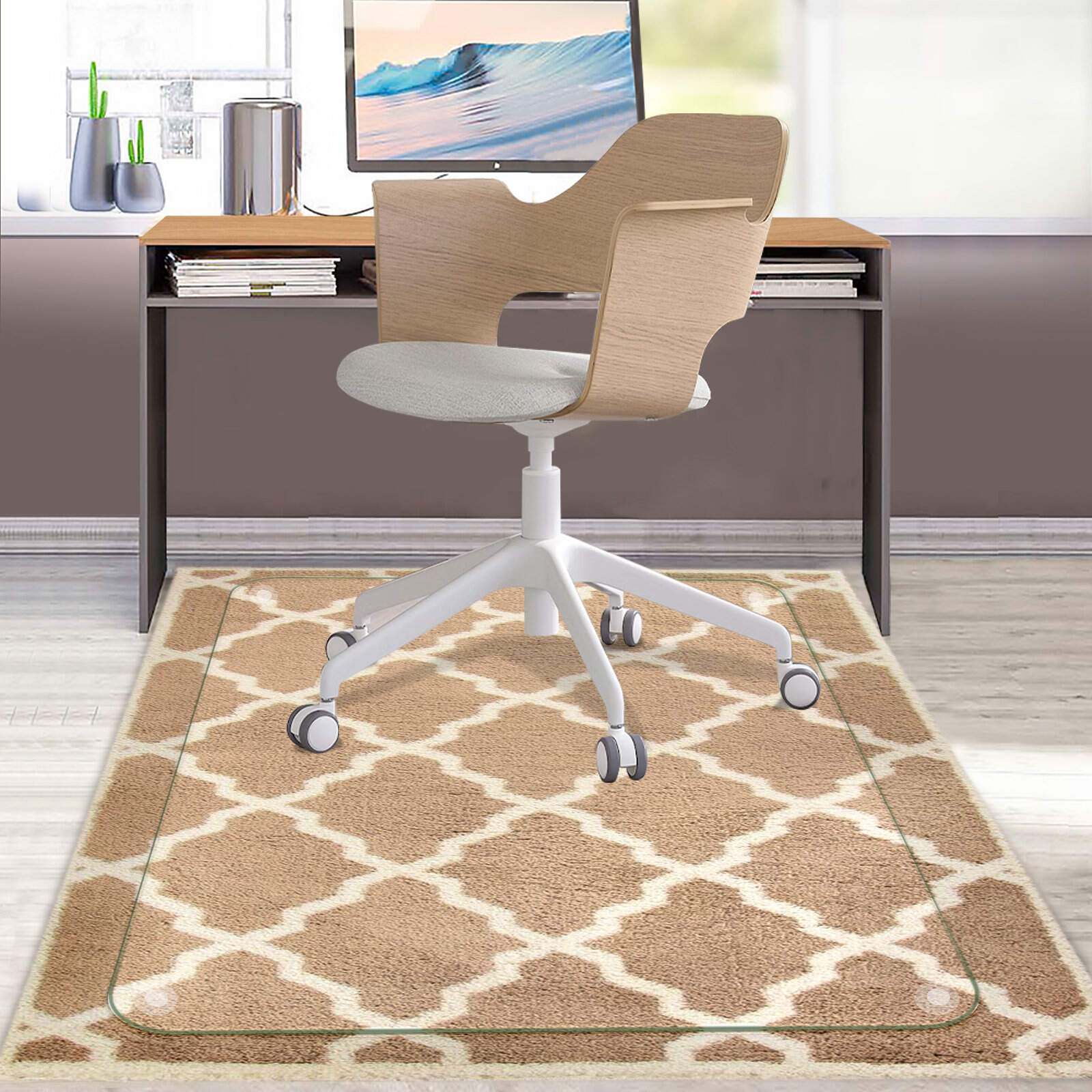AiBOB Chair Mat for Low Pile Carpet, Flat Without Curling, 48 x 36 Inches Office Carpeted Floor Mats for Computer Desk, Clear