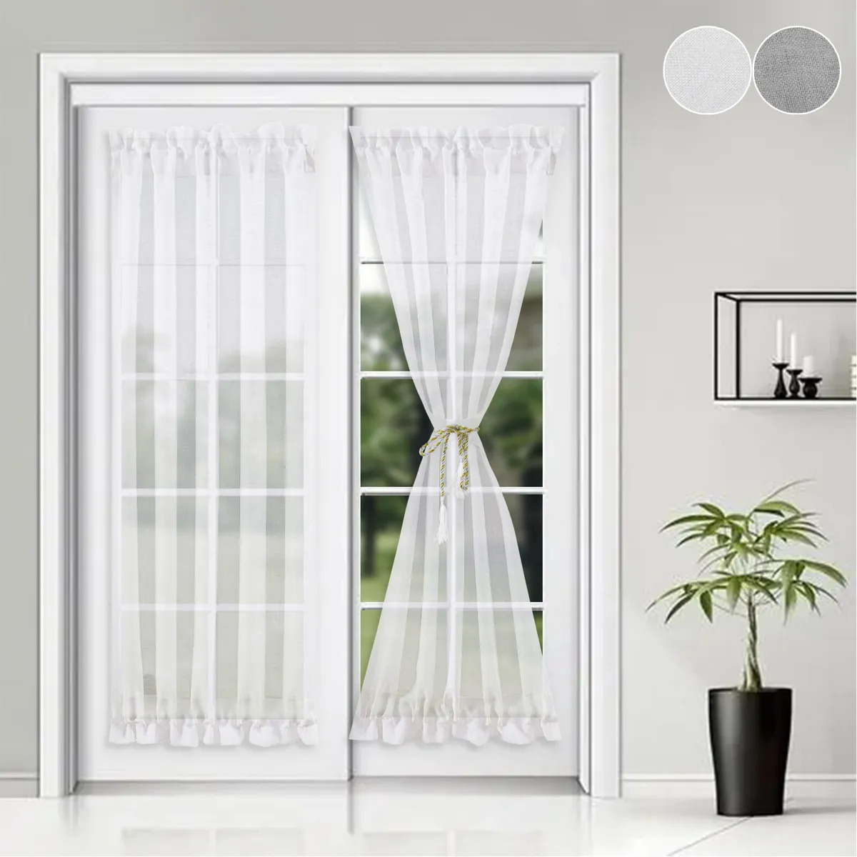  PI Blackout Door Curtain,Privacy Tie up Shade Thermal