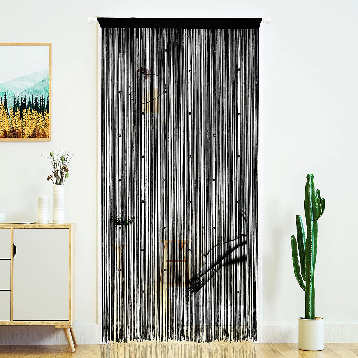 TACHILC Ying Yang Bamboo Bead Curtain, Doorway Hanging Beads, Bamboo Door  Beads 35.5 inches x 78 inches, 90 Strands