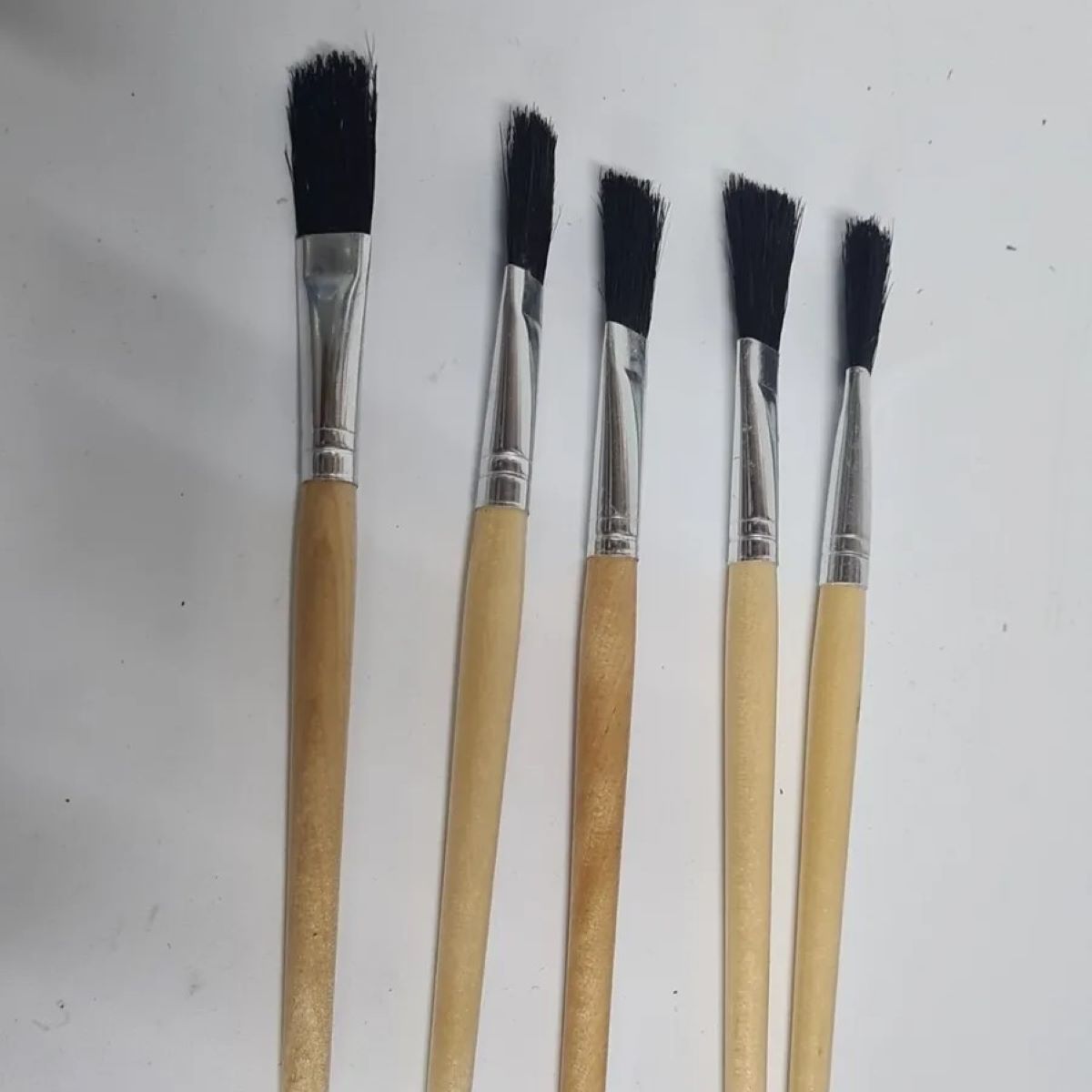 School Smart Black Bristle Paint Brushes with Short Wooden Handles for  School and Arts and Crafts Use, Bulk Set of 24