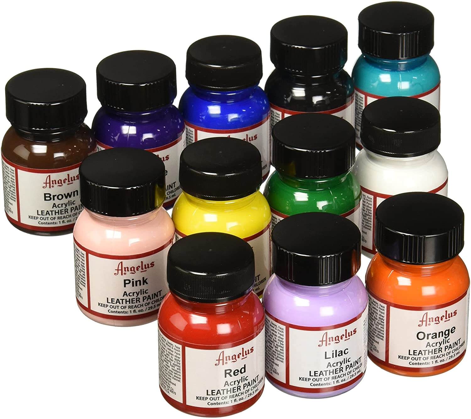 Angelus Leather Paint 4oz Starter Kit Set of Acrylic Paints For Sneakers,  Shoes, Art, Crafts, Jackets, Shirts- Flexible, Made in USA