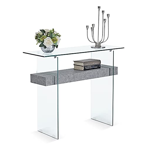 ivinta Glass Console Table with Storage