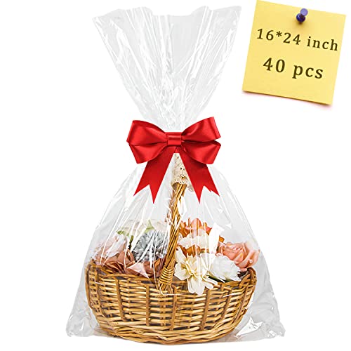 Extra Large Cellophane Bags, 40X50 Inch Clear Cellophane Wrap for Gift  Baskets