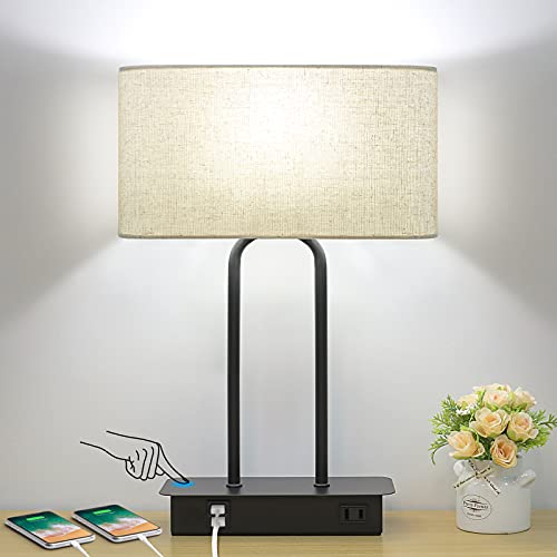 Touch Control Table Lamp with Dual USB Charging Ports