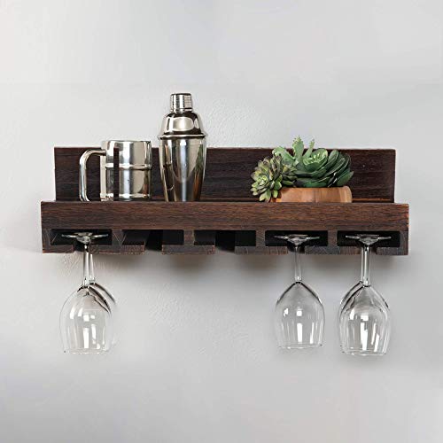 Wood Wine Rack with Glass Holder
