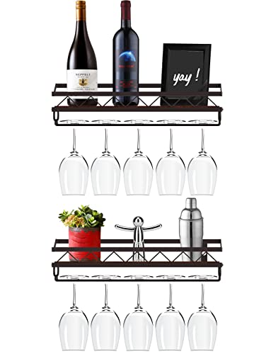 Bextcok Wine Rack Wall Mounted with Glass Holder