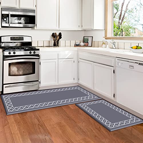 Homergy Anti Fatigue Kitchen Mats for Floor 2 PCS, Memory Foam Cushioned  Rugs, Comfort Standing Desk Mats for Office, Home, Laundry Room, Waterproof  