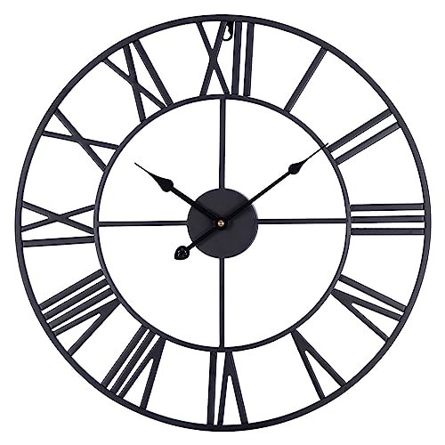 Battery Operated Large Modern Metal Rustic Silent Non Ticking Black Oversized Black Clock