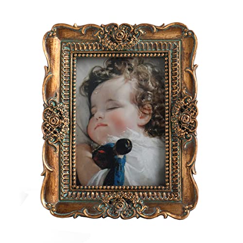 CISOO Vintage Mini Picture Frame 2.5x3.5 Antique Small Photo Frame Table  Top Display and Wall Hanging Home Decor (Bronze)