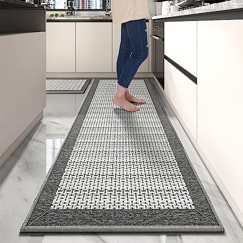 Sunlit Set of 2 Anti Fatigue Kitchen Floor Mat, Non Slip Waterproof Comfort  Standing Mat, 0.4Inch Thick Cushioned Anti Fatigue Kitchen Rug Runner