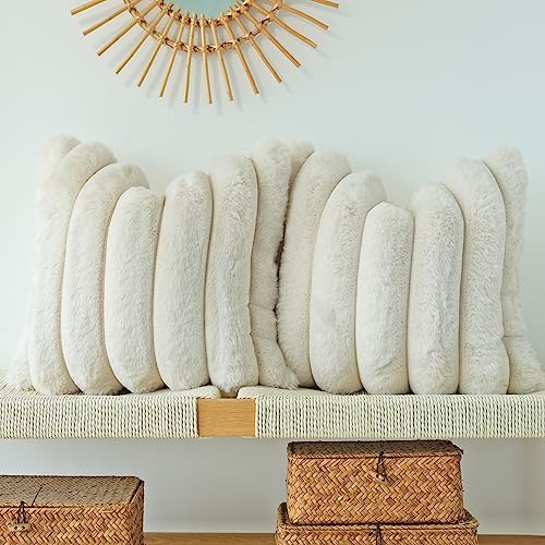 JOJUSIS Faux Fur Plush Decorative Throw Pillow Covers
