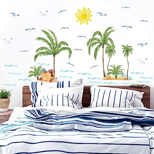 Tropical Coconut Tree Wall Decals for Summer Beach Theme Decor