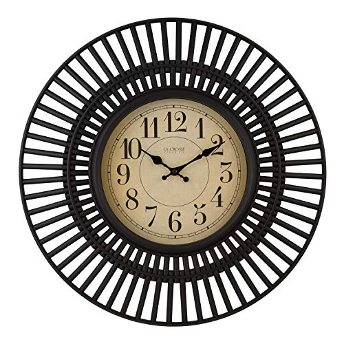 La Crosse 20 Inch Covington Quartz Wall Clock, Black