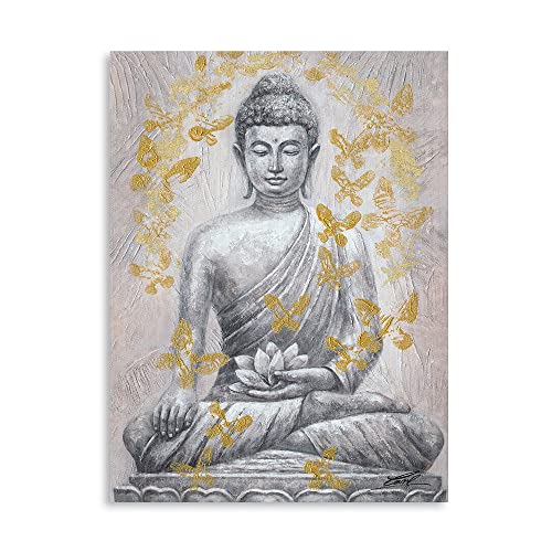 Buddha Canvas Wall Art: Zen Statue Textured Print