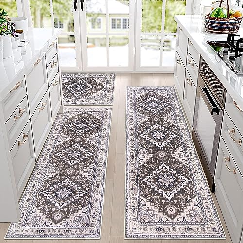 PADOOR Non Slip Kitchen Rugs Sets of 2 - Extra Large 2.5'x6' + 20x32  Runner Rugs for Kitchen Floor Non Skid Washable, Absorbent Kitchen Mat for  in