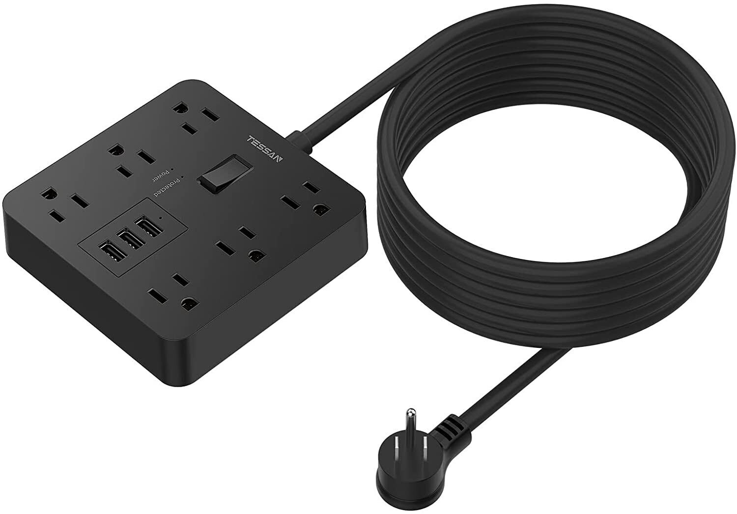 8-Outlet Surge Protector With USB Ports - 2480J 6FT Power Strip With USB-C