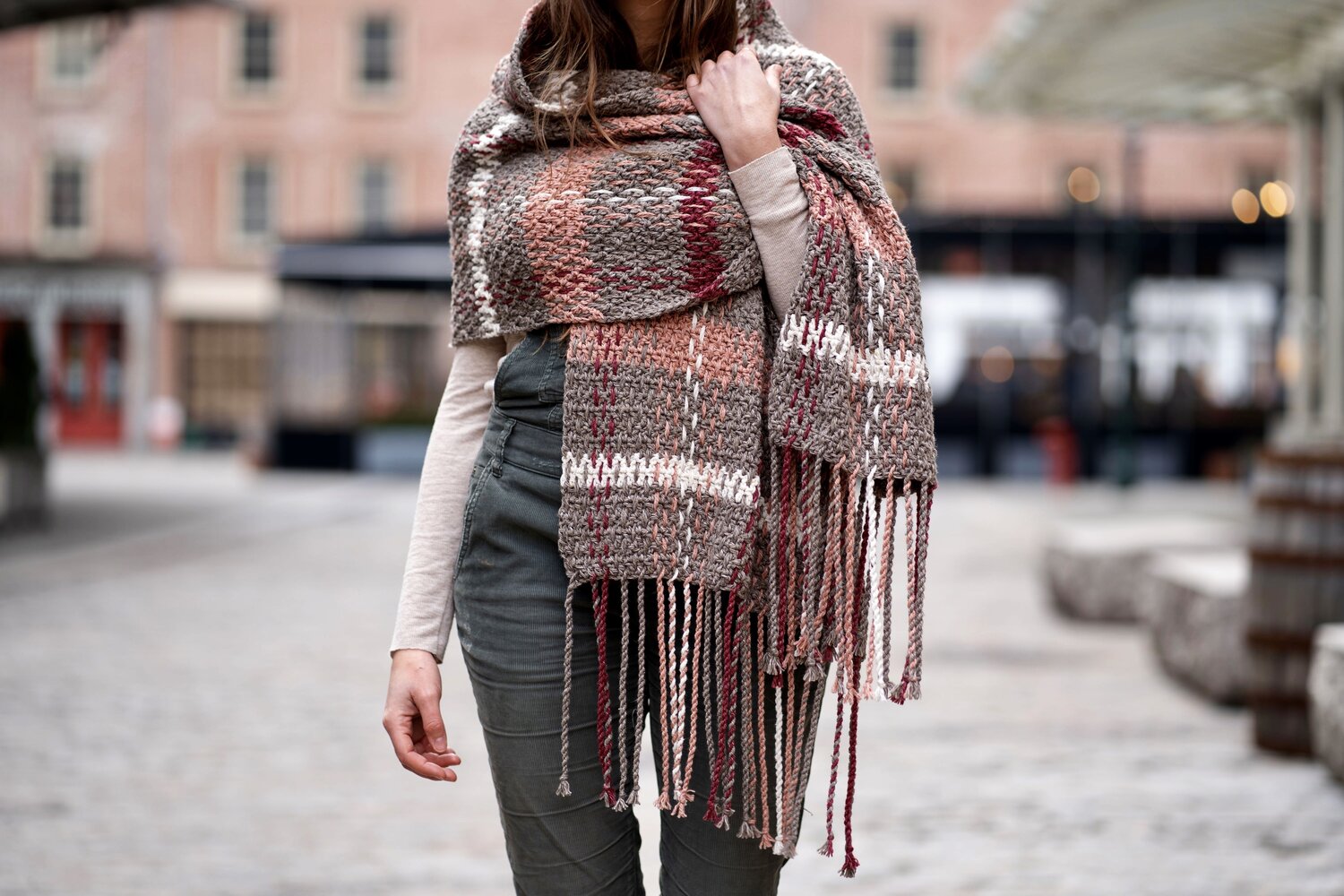 Wander Agio Womens Warm Long Shawl Winter Wraps Large Scarves Knit Cashmere  Feel Plaid Triangle Scarf