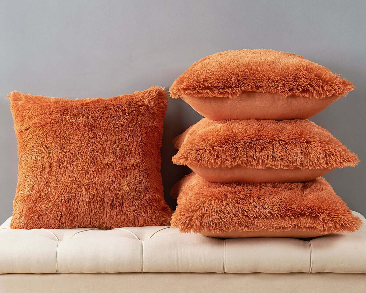 Orange fur outlet cushions