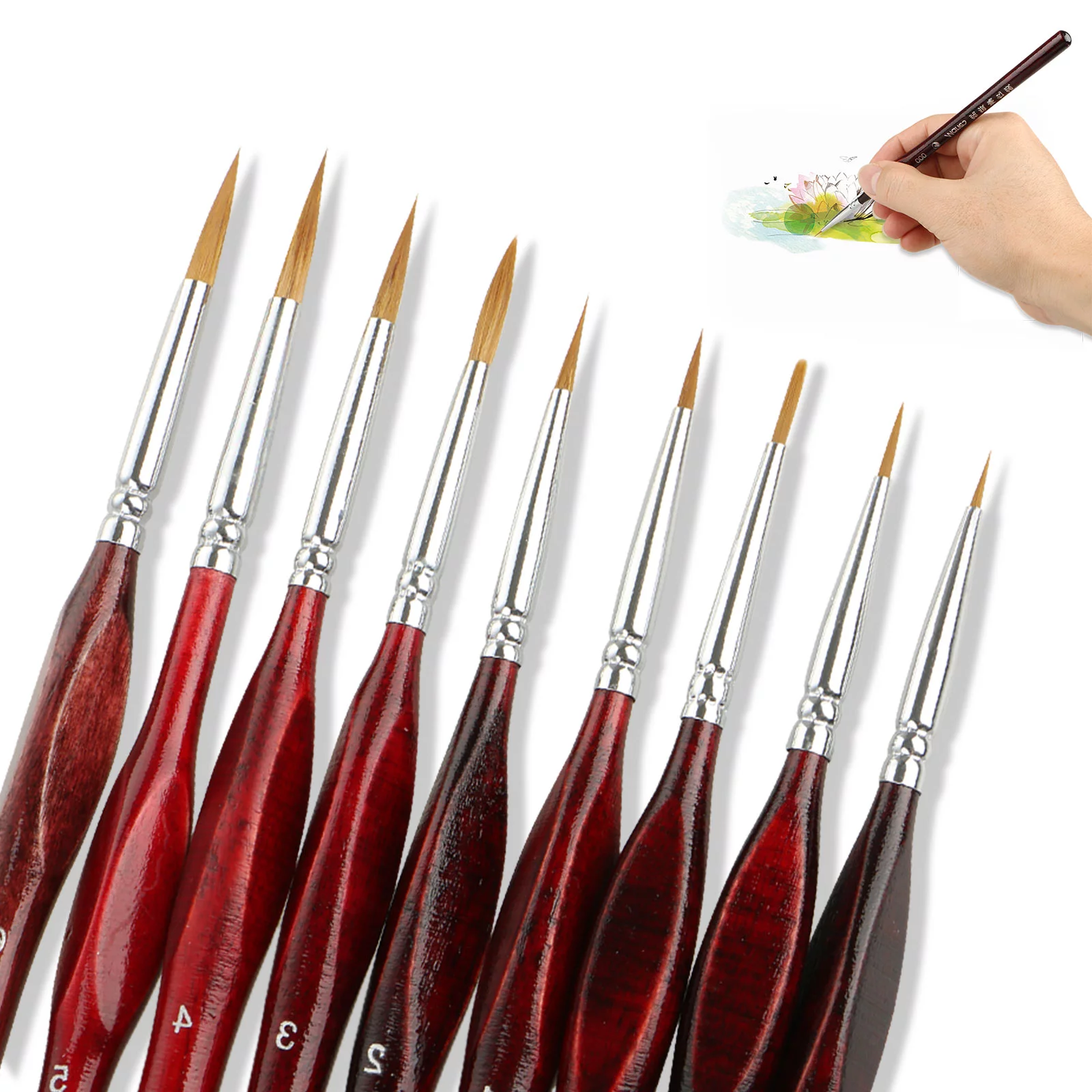 11pcs Detail Paint Brushes Nylon Miniature Painting Brush(0000#-7