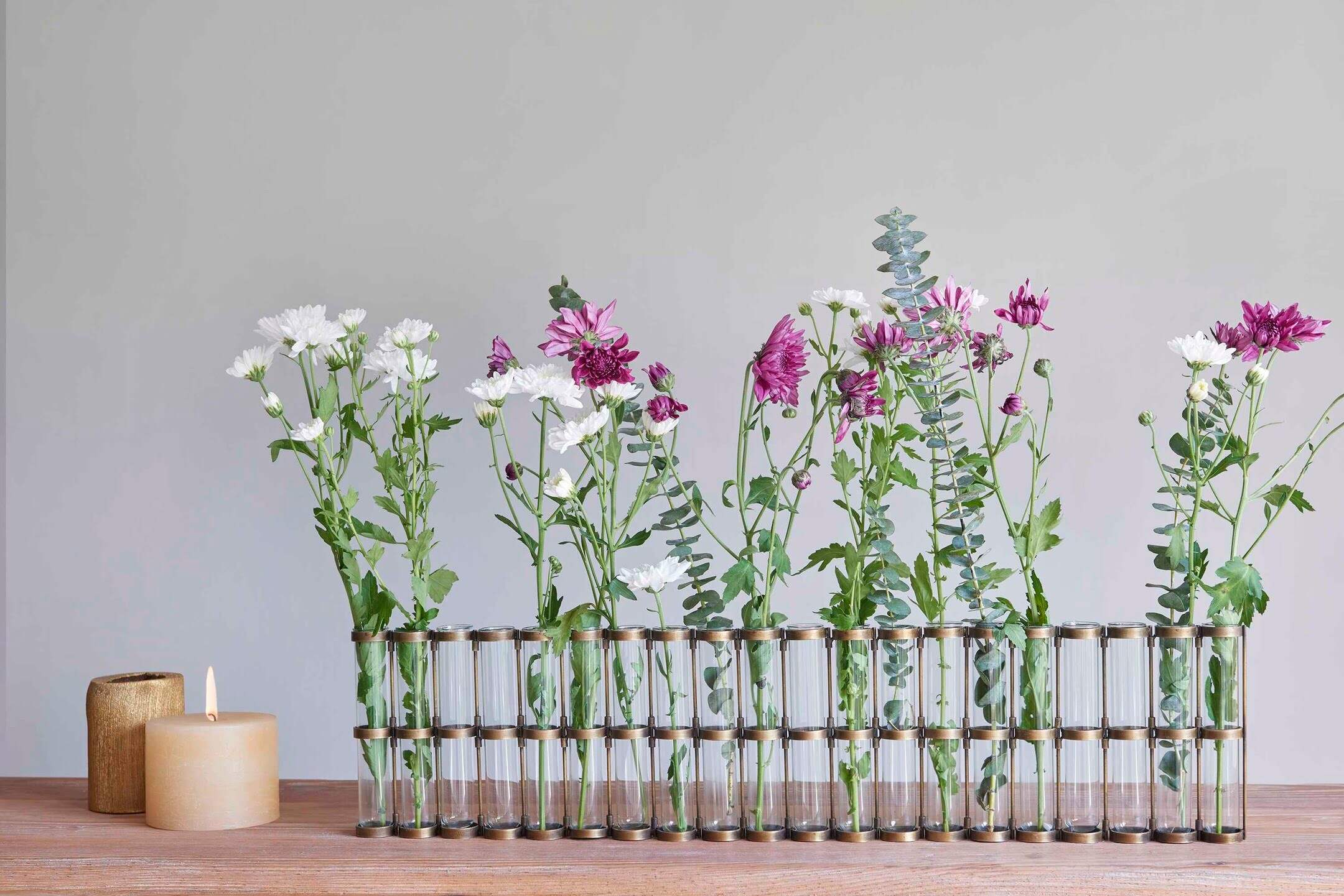 Hinged Flower Vase Glass Vase Tube Creative Plant Holder For Living Room  Office