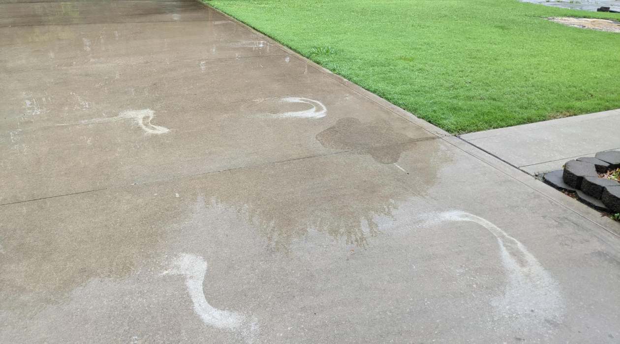 Tire shine driveway stains