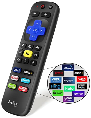 1-clicktech Remote for Roku TV and Roku Box