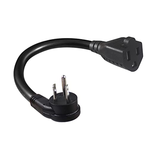 Short Flat Plug 6in Power Cord - Black Low Profile 3 Prong Extension 16AWG 13amp