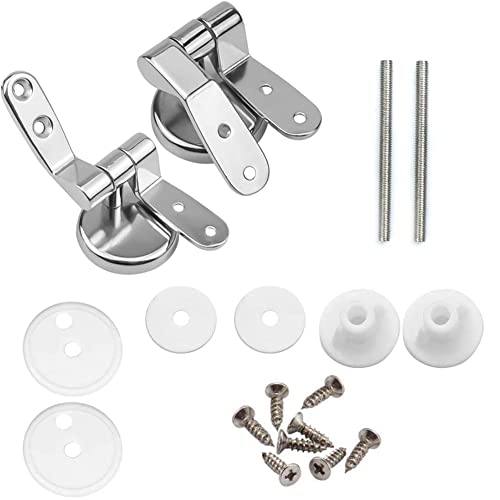 1 Set Zinc Alloy Toilet Seat Lid Hinge Adjustable Replacement Hinges with Screw Fittings Bolts Nuts