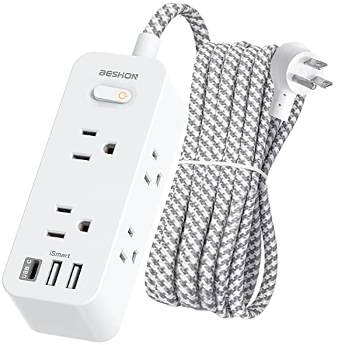 10 FT Extension Cord with Surge Protector Power Strip