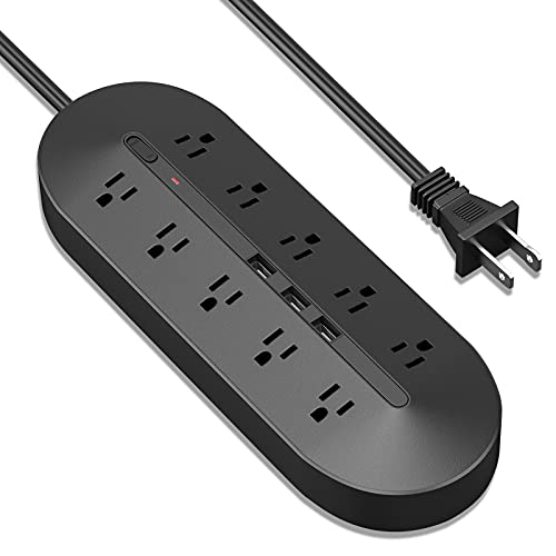 10-Outlet 2 Prong Power Strip with 3 USB Ports