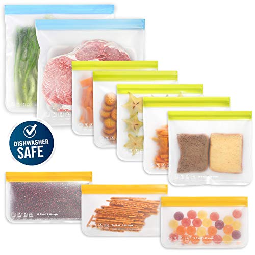 Roonoo Dishwasher Safe Reusable Food Storage Bags - 10 Pack