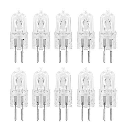 10 Pack GY6.35 12 Volt Clear Dimmable T4 Halogen Light Bulb